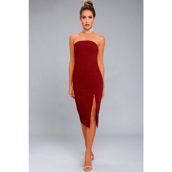Finders Keepers Lucie Wine Red Midi Dress Size S - Picture 1 of 15